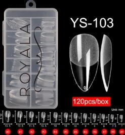 Royala 103 - Waterdrop Short Half Frosted - Full Cover - Nageltips - Nepnagels - Plaknagels - In Assortimentsbox - 120 Stuks 12 Maten - Voor Gellak Acrylnagellak En PolyGel Nagels - Royala Frosted Tips Line