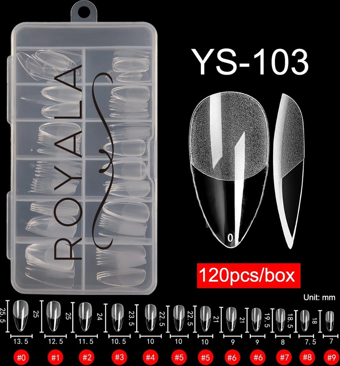 Royala 103 - Waterdrop Short Half Frosted - Full Cover - Nageltips - Nepnagels - Plaknagels - In Assortimentsbox - 120 Stuks 12 Maten - Voor Gellak Acrylnagellak En PolyGel Nagels - Royala Frosted Tips Line 3 Royala 103 - Waterdrop Short Half Frosted - Full Cover - Nageltips - Nepnagels - Plaknagels - In Assortimentsbox - 120 Stuks 12 Maten - Voor Gellak Acrylnagellak En PolyGel Nagels - Royala Frosted Tips Line