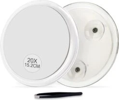 6 Inch, 20 X Vergrotende Spiegel Met Zuignappen, Gebruik Voor Make-up Applicatie, Pincet En Mee-eter/onzuiverheid, Transparant