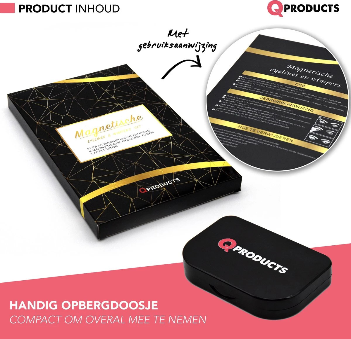 Qproducts Magnetische Wimpers - Nepwimpers - Wimperset Van 10 Wimpers 4 Eyeliners En Pincet - Inclusief Wimper Bewaardoos Met Ingebouwd Spiegeltje - Magneet Wimpers - Magnetic Lashes 6 Qproducts Magnetische Wimpers - Nepwimpers - Wimperset Van 10 Wimpers 4 Eyeliners En Pincet - Inclusief Wimper Bewaardoos Met Ingebouwd Spiegeltje - Magneet Wimpers - Magnetic Lashes - Afbeelding 4