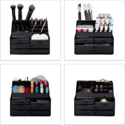 Relaxdays Make-up Organizer - Tweedelig - Cosmetica Opbergdoos + Lippenstift Houder - Zwart -Maybelline Shop 1200x1198 100
