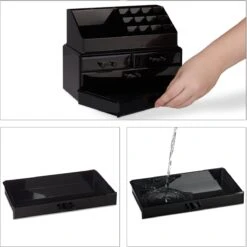 Relaxdays Make-up Organizer - Tweedelig - Cosmetica Opbergdoos + Lippenstift Houder - Zwart -Maybelline Shop 1200x1198 101