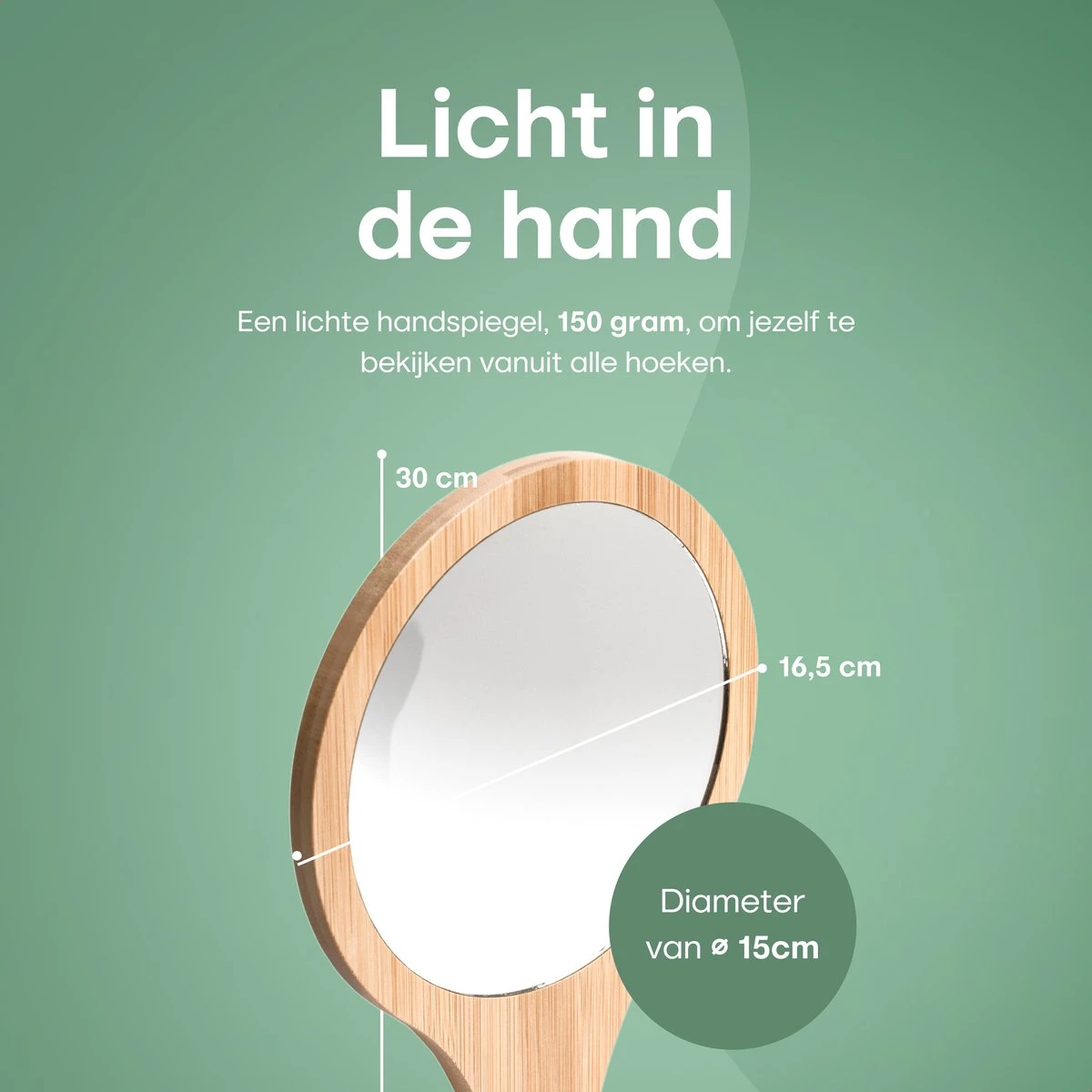 Bamboe Handspiegel Met Handvat - 15 Cm - Make Up Spiegel / Scheerspiegel / Kappersspiegel - 150 Gram - Kapper 6 Bamboe Handspiegel Met Handvat - 15 Cm - Make Up Spiegel / Scheerspiegel / Kappersspiegel - 150 Gram - Kapper - Afbeelding 4