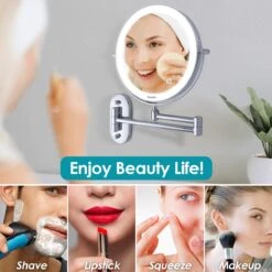 Auxmir Cosmetische Spiegel Met 1X / 10X Vergroting LED Verlichting, Dimbare Make-up Spiegel Met Touch Schakelaar USB Oplaadbare, Scheerspiegel 360 ° Draaibare Muurbeugel Voor Badkamer, Spa En Hotel -Maybelline Shop 1200x1200 2303