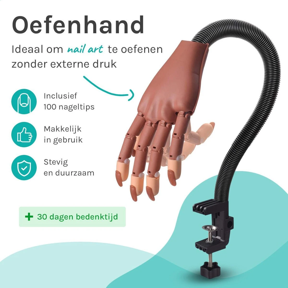 Oefenhand Voor Nagels Incl. 100 Nageltips + Acryl Penselen - Nagellak – Polygel – Acryl Nagels – Nail Art - Kunstnagels - Gelnagels – Nailtrainer 4 Oefenhand Voor Nagels Incl. 100 Nageltips + Acryl Penselen - Nagellak – Polygel – Acryl Nagels – Nail Art - Kunstnagels - Gelnagels – Nailtrainer - Afbeelding 2