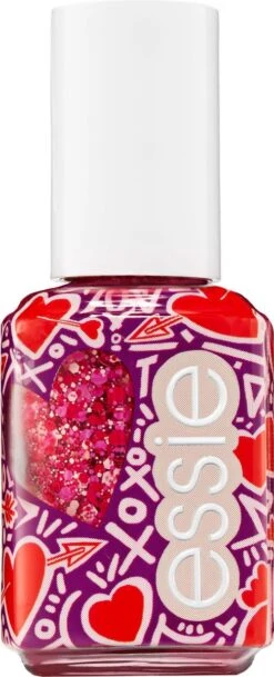 Essie Valentijnscollectie Matte Glitter Top Coat - 600 You're So Cupid - Rood Nagellak - 13,5 Ml