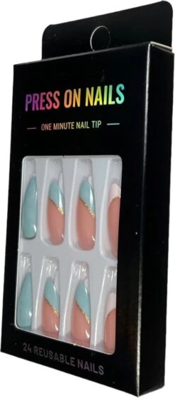 Merkloos Press On Nails - Nep Nagels - Blauw Roze - Almond - Manicure - Plak Nagels - Kunstnagels Nailart - Zelfklevend -Maybelline Shop 530x1200 5