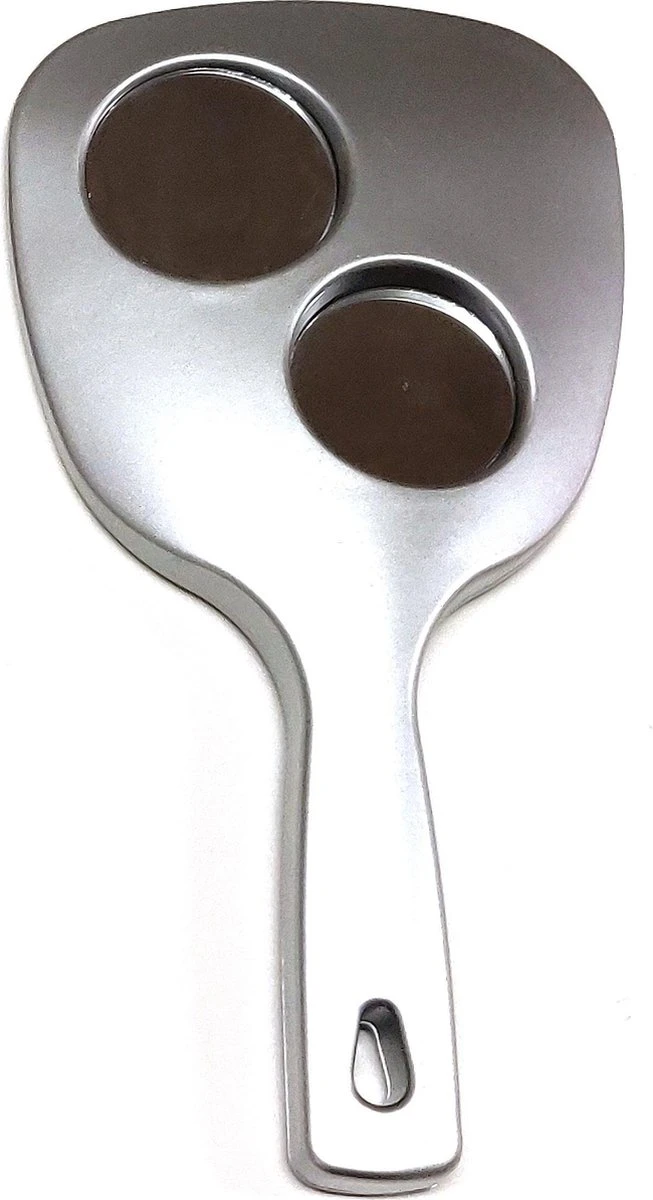 Handspiegel Trio - Spiegel Ø 13,5 Cm - 1X 3X & 5X Vergrotend - Zilver - Afmeting: 25 X 13,3 Cm. 5 Handspiegel Trio - Spiegel Ø 13,5 Cm - 1X 3X & 5X Vergrotend - Zilver - Afmeting: 25 X 13,3 Cm. - Afbeelding 3