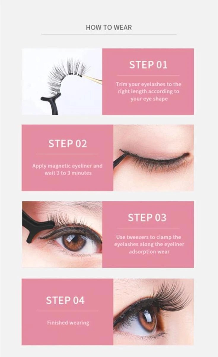 DW4Trading Magnetische Wimpers Met Eyeliner Set - Herbruikbaar - 5 Paar - Zwart 4 DW4Trading Magnetische Wimpers Met Eyeliner Set - Herbruikbaar - 5 Paar - Zwart - Afbeelding 2