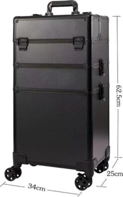 Beautycase / Beautykoffer / Trolley Voor Opbergen Van Uw Persoonlijke Verzorgingsproducten In 3 In 1 Van Aluminium - Bekleed Zwart Fluweel - 8wielen - Kapper - Tattoo - Nagel - Visagie - Make-up - Cosmetica - Schmink - Beauty Case / Beauty Koffer -Maybelline Shop 755x1200 12