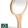 Bamboe Handspiegel Met Handvat - 15 Cm - Make Up Spiegel / Scheerspiegel / Kappersspiegel - 150 Gram - Kapper