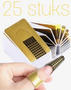 Merkloos Nagel Sjablonen - Nail Forms - Acryl Sjabloon - Nail Art - Beauty & Make-up - French Manicure - Goud | 25 Stuks